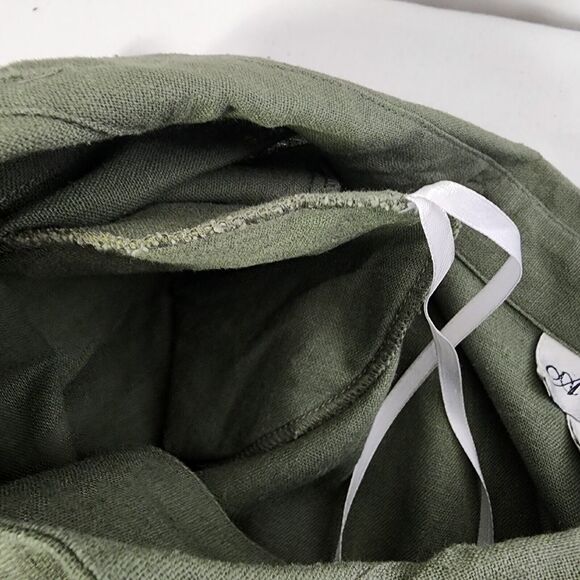 AKC Womens Top Large Green Linen Blend Embroidered Cocktails Tiki Button Pocket - Picture 8 of 10